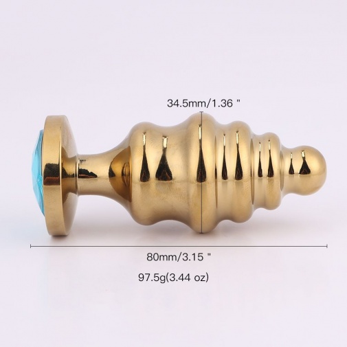 MT - 金属后庭塞 80x34.5mm - 金色/蓝色 照片