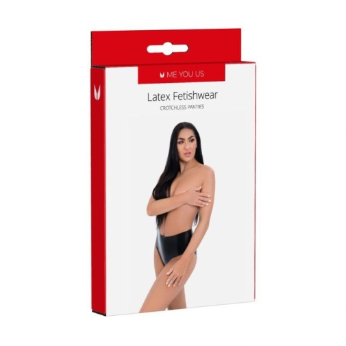 Me You Us - Latex Crotchless Panties - Black - L photo