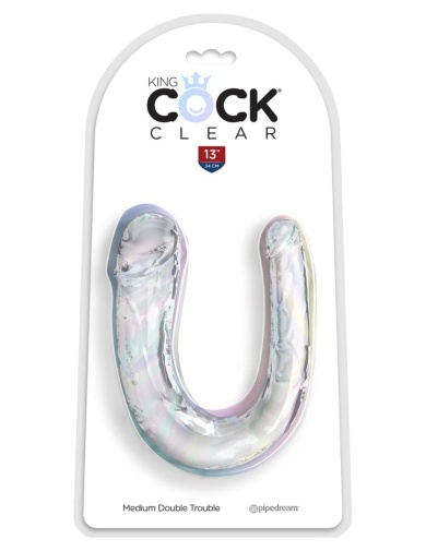 King Cock - 雙頭柔軟仿真假陽具 中碼 - 透明 照片