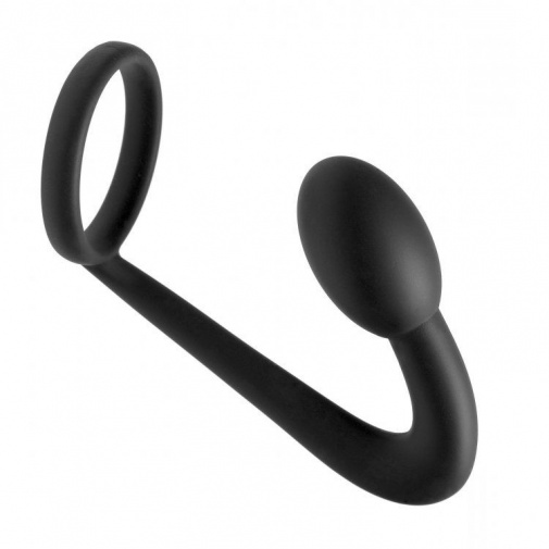 Prostatic Play - Explorer Silicone C-Ring & Prostate Plug - Black photo