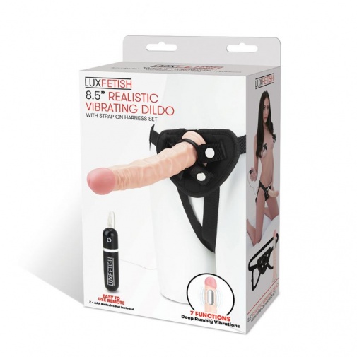 Lux Fetish - 8.5'' Realistic Vibrating Dildo & Strap-on Set photo