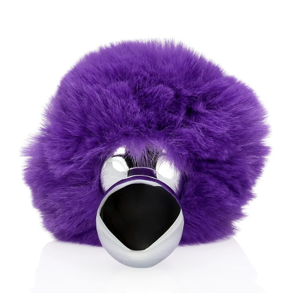 Hopping into a world of fluffy wonder, the Fox Tail Metal Bu... Ouch - Bunny Tail Plug - Purple photo-5