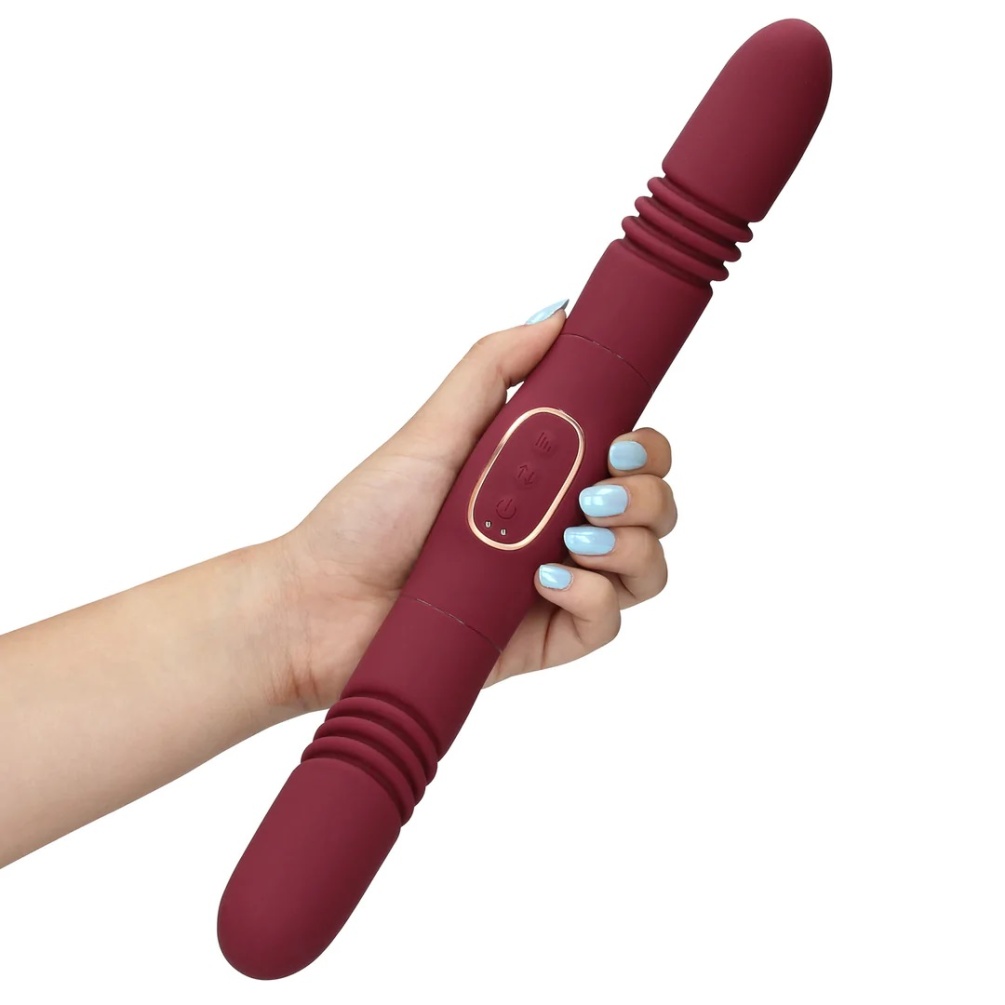 This Double-Sided Thrusting Vibrator is designed to provide ... Loveline - Double Sided Thrusting Vibrator - Red photo-2