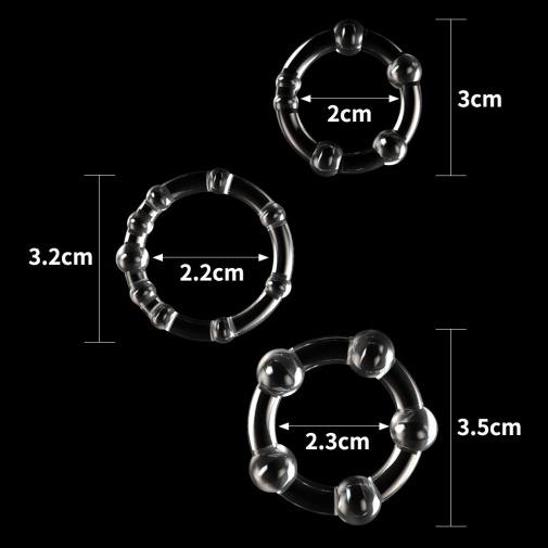 Lovetoy - Power Plus Triple Beaded Ring Set - Clear photo