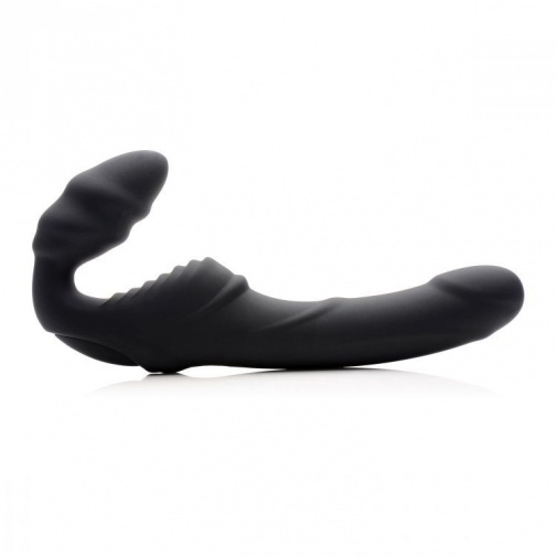 Strap U - Slim Rider 螺旋纹震动式免束带穿戴式假阳具 - 黑色 照片