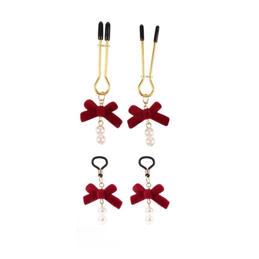 Chisa - Pearl Nipple Clamps - Red photo