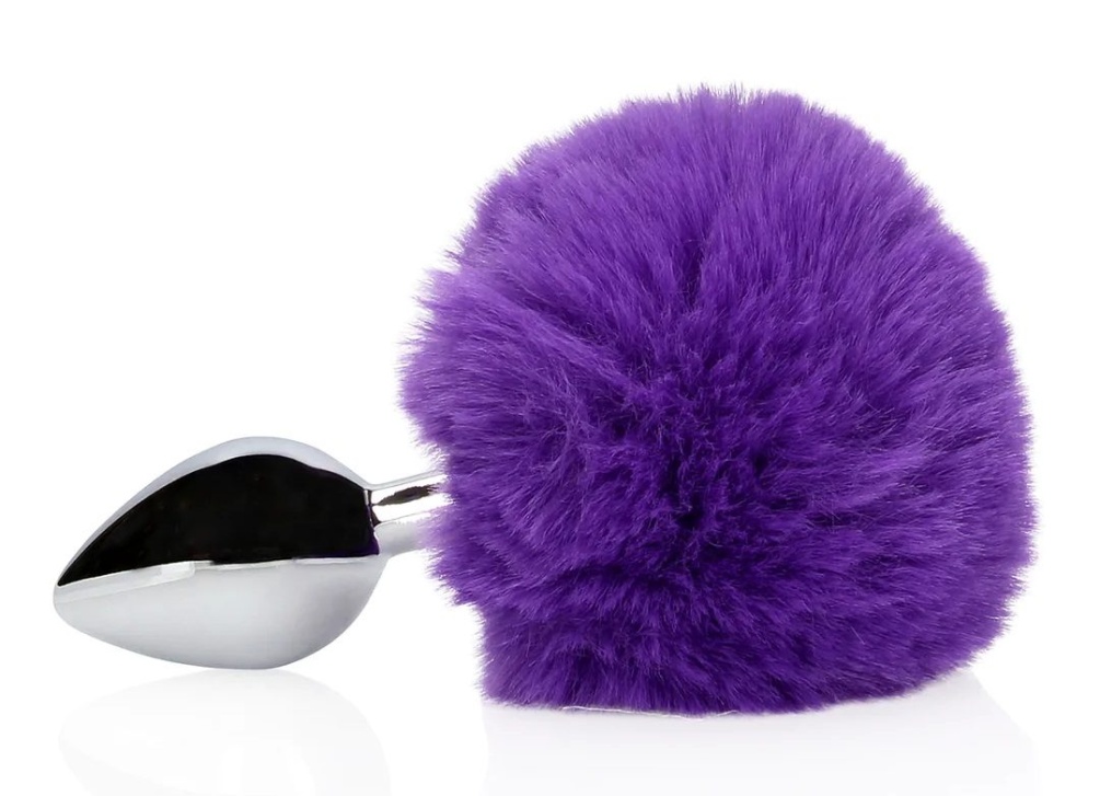 Hopping into a world of fluffy wonder, the Fox Tail Metal Bu... Ouch - Bunny Tail Plug - Purple photo-4