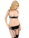 Ohyeah - Open Bra Set w Garter Panty - Black - M photo-4