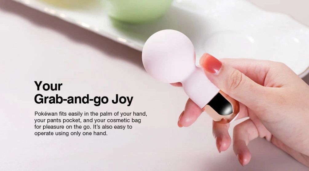 The cute, mini vibrating wand massager can be easily carried... Honey Play Box - Pokewan Mini Massager - Pale Violet photo-6