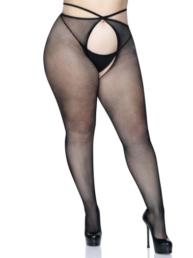 Leg Avenue - Olivia Crotchless Pantyhose - Black - Plus Size photo