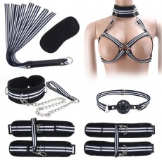 MT - Braided Strap Bondage Set - Black & White photo