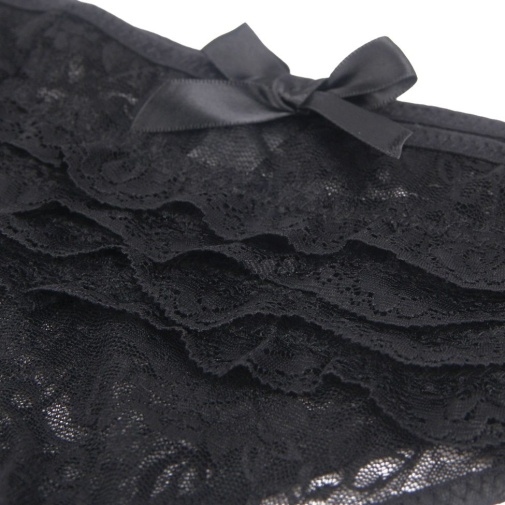 Ohyeah - Lace Crotchless Panty - Black - 2XL photo