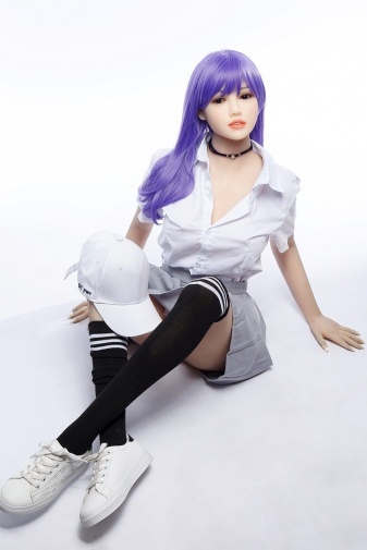 Rosalie Asian Curvy Realistic Sex Doll, Purple Hair, Ultra Soft TPE 158 cm (5’2 ft) photo