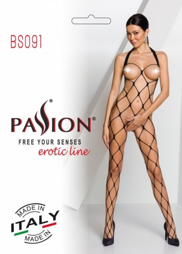 Passion - 鱼网露乳连身全身内衣 BS091 - 黑色 照片