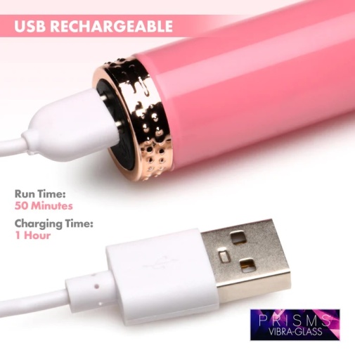 Prisms Erotic Glass - 10X Mini G-Spot Vibrator - Pink photo