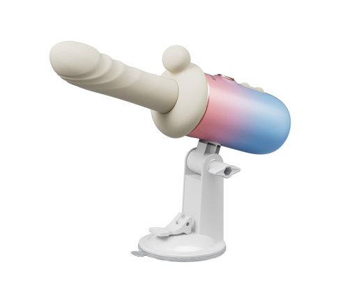 Lovense - Spinel 可APP控推撞抽插加热式按摩棒手持/吸啜底盘 - 粉红色配蓝色 照片