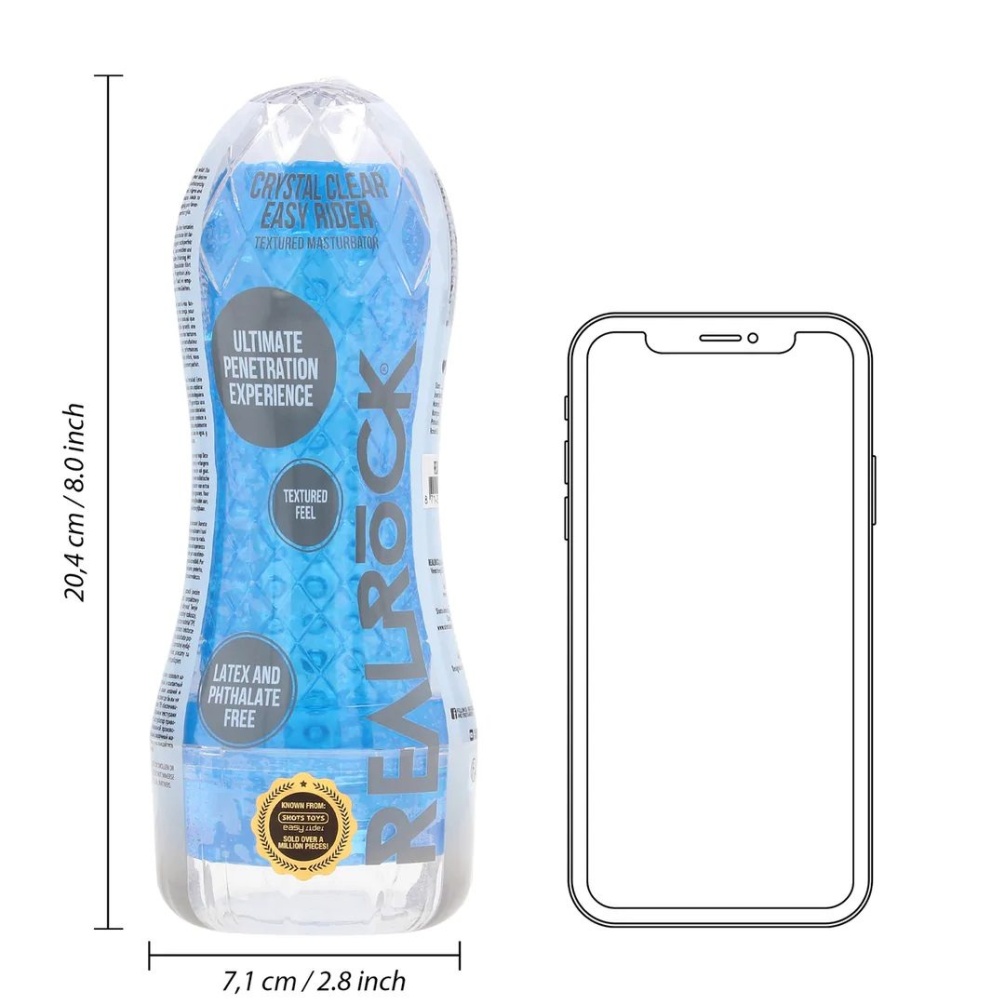 Experience sexual pleasure and let your fantasies go wild! T... RealRock - Easy Rider Textured Cup Masturbator - Blue photo-7