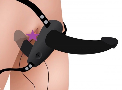Strap U - Power Pegger Vibro Double Strap-On - Black photo