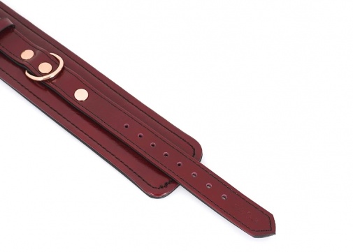 Liebe Seele - Leather Handcuffs - Wine Red photo