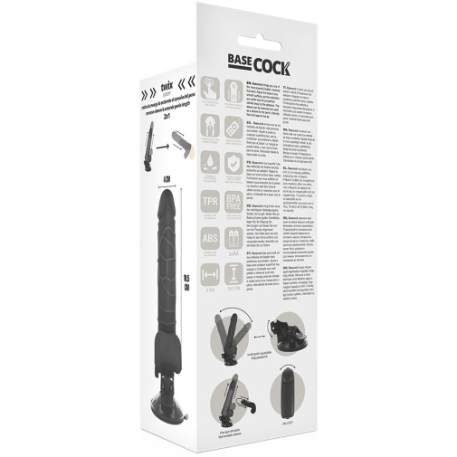 Basecock - 震動仿真假陽具 連陰囊 18.5cm - 黑色 照片