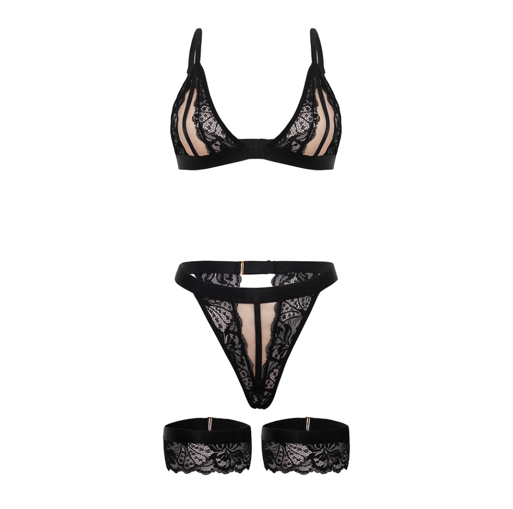 Indulge in luxury with our Kendra Lace Bra Set. This 2-piece... Oh La La Cheri - Kendra Lace Set - Black - L/XL photo-4
