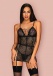 Obsessive - Basitta Chemise & Thong - Black - S/M photo-5