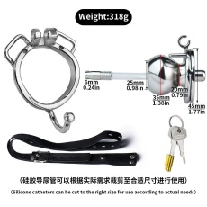 FAAK - 蝴蝶纹样男用贞操锁连皮带及尿道导管 45mm 照片