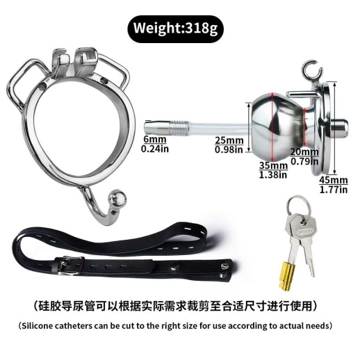 FAAK - 蝴蝶纹样男用贞操锁连皮带及尿道导管 45mm 照片
