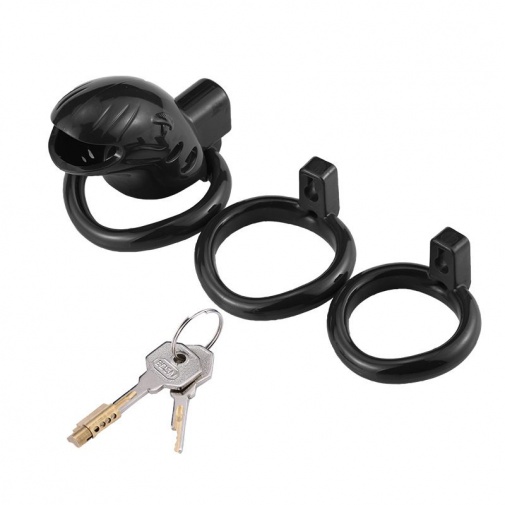 MT - Plastic Chastity Cage w Magic Lock - Black photo