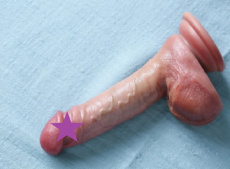 Jiuji - 矽胶制仿真假阳具连阴囊 18厘米 - 肉色 照片