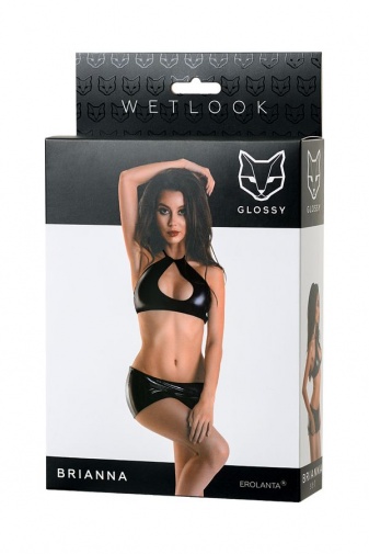 Glossy - Brianna 彈性纖維緊身內衣套裝 - 黑色 - 大碼 照片