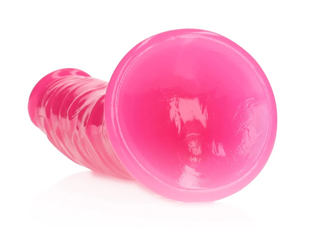 Ready for a GLOW IN THE DARK experience? Reach your finest c... RealRock - 7" Glow Slim Realistic Dildo - Pink photo-6