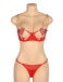 Ohyeah - Chain Heart Mesh Bra Set - Red - M photo-8