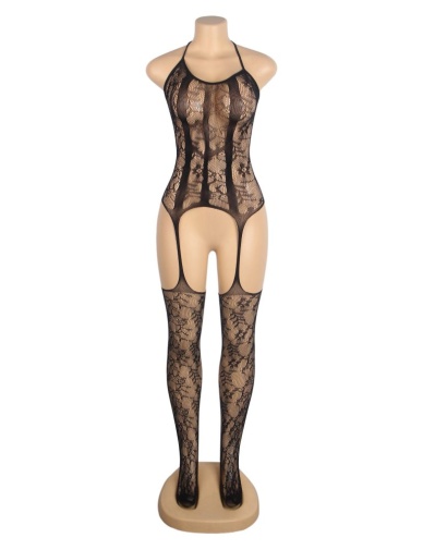 Ohyeah - Sexy Jacquard Bodystocking - Black photo