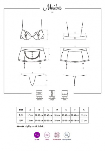 Obsessive - Maidme Set 5-pcs - Black - S/M photo