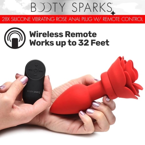 Booty Sparks - 28X 玫瑰花形后庭震动器 大码 - 红色 照片
