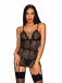 Obsessive - Basitta Chemise & Thong - Black - S/M photo