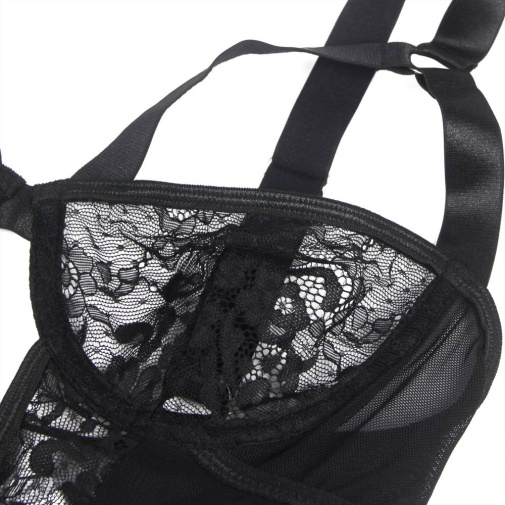 Ohyeah - Lace Garter Teddy - Black - XL photo