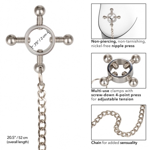 CEN - 4-Point Nipple Press w Chain - Silver photo