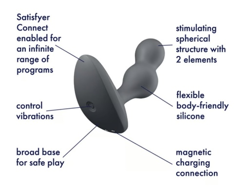 Satisfyer - 深入式震動型肛塞 - 深灰色 照片