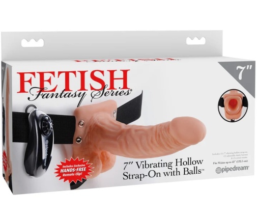 Fetish Fantasy - 7" 束带连空心震动遥控假阳具 - 肉色 照片