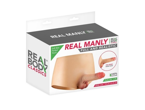 Real Manly - 短褲連仿真假陽具 - 肉色 - 大/加大碼 照片
