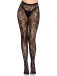 Leg Avenue - 花卉蕾絲無襠絲襪 - 黑色 照片-4