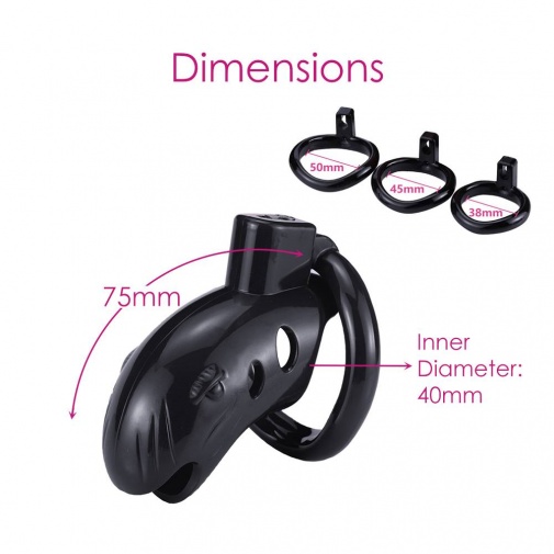 MT - Plastic Chastity Cage w Magic Lock - Black photo