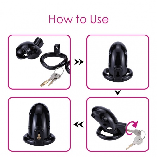 MT - Plastic Chastity Cage w Magic Lock - Black photo