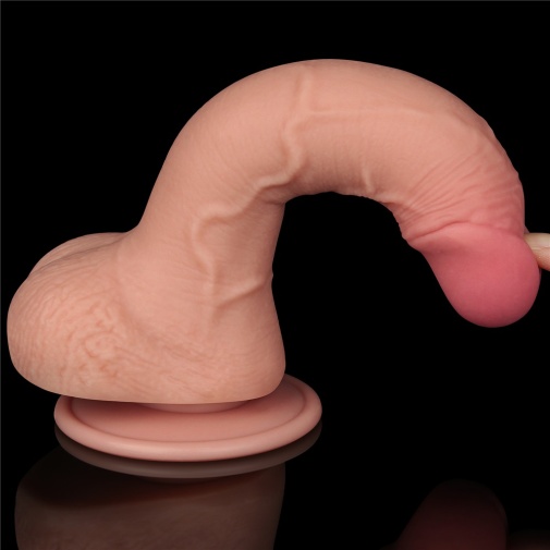 Lovetoy - 7.5" 微曲帶包皮仿真陽具 - 肉色 照片