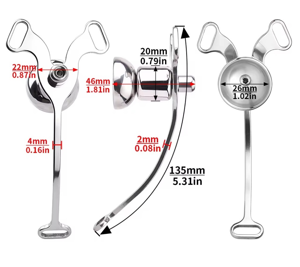Material: 304 Stainless steel
Cage length: 135mm
Net weight:... FAAK - Sissy Chasity Belt w Butterfly - Ice Dragon photo-9