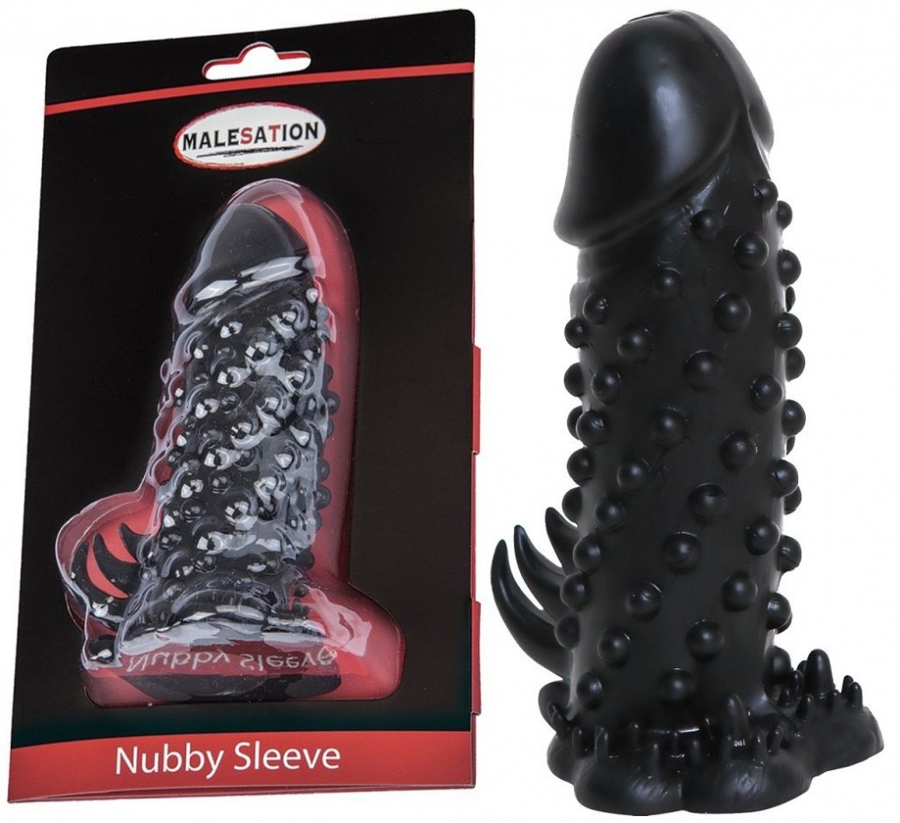 Penis sleeve with knobs for added stimulation. Highly imagin... Malesation - Nubby Sleeve - Black photo-2