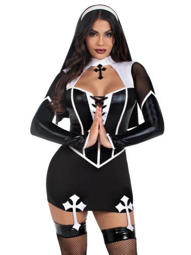 Leg Avenue - Holy Hottie Nun Costume - Black - XS photo
