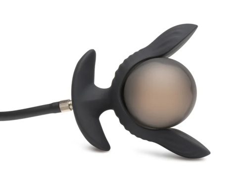 Master Series - Dark Pearl Inflatable Vibro Plug - Black photo